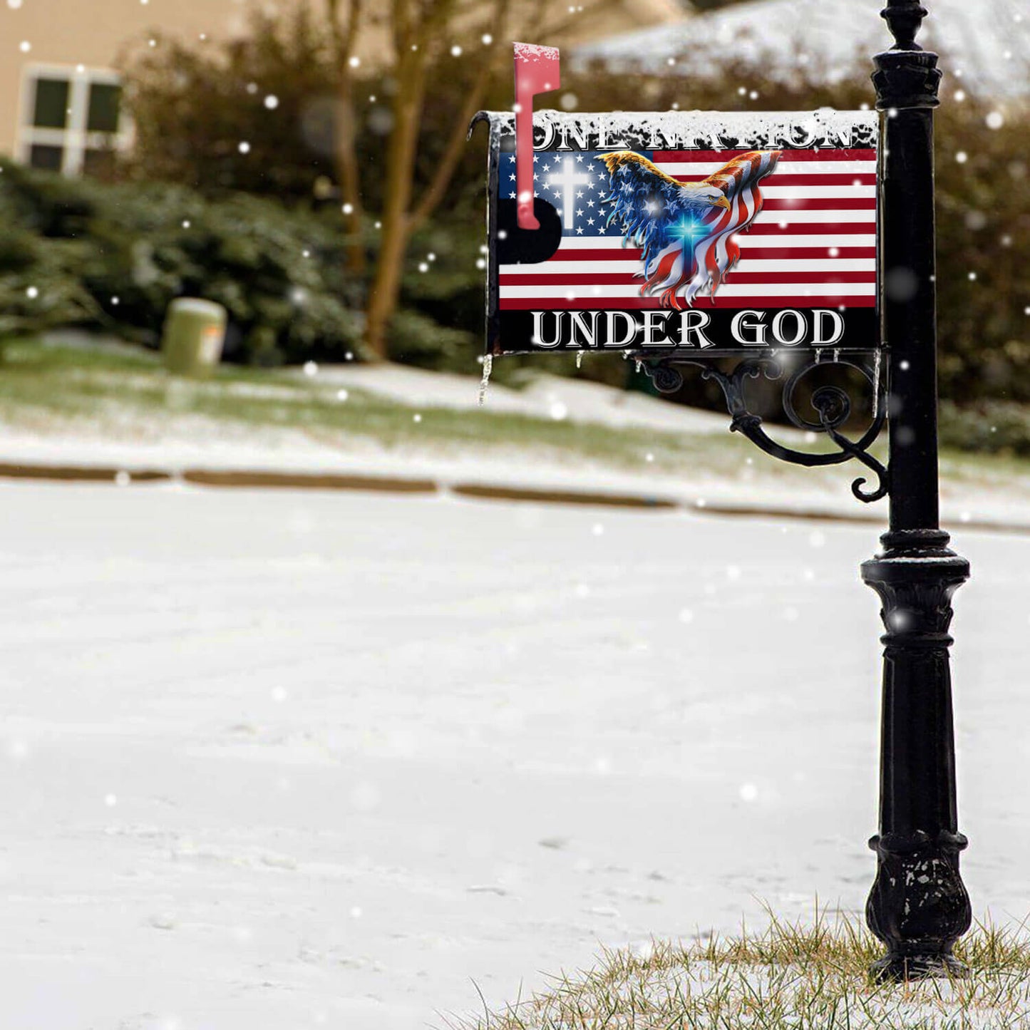 One Nation Under God American Eagle Patriotic Mailbox Cover