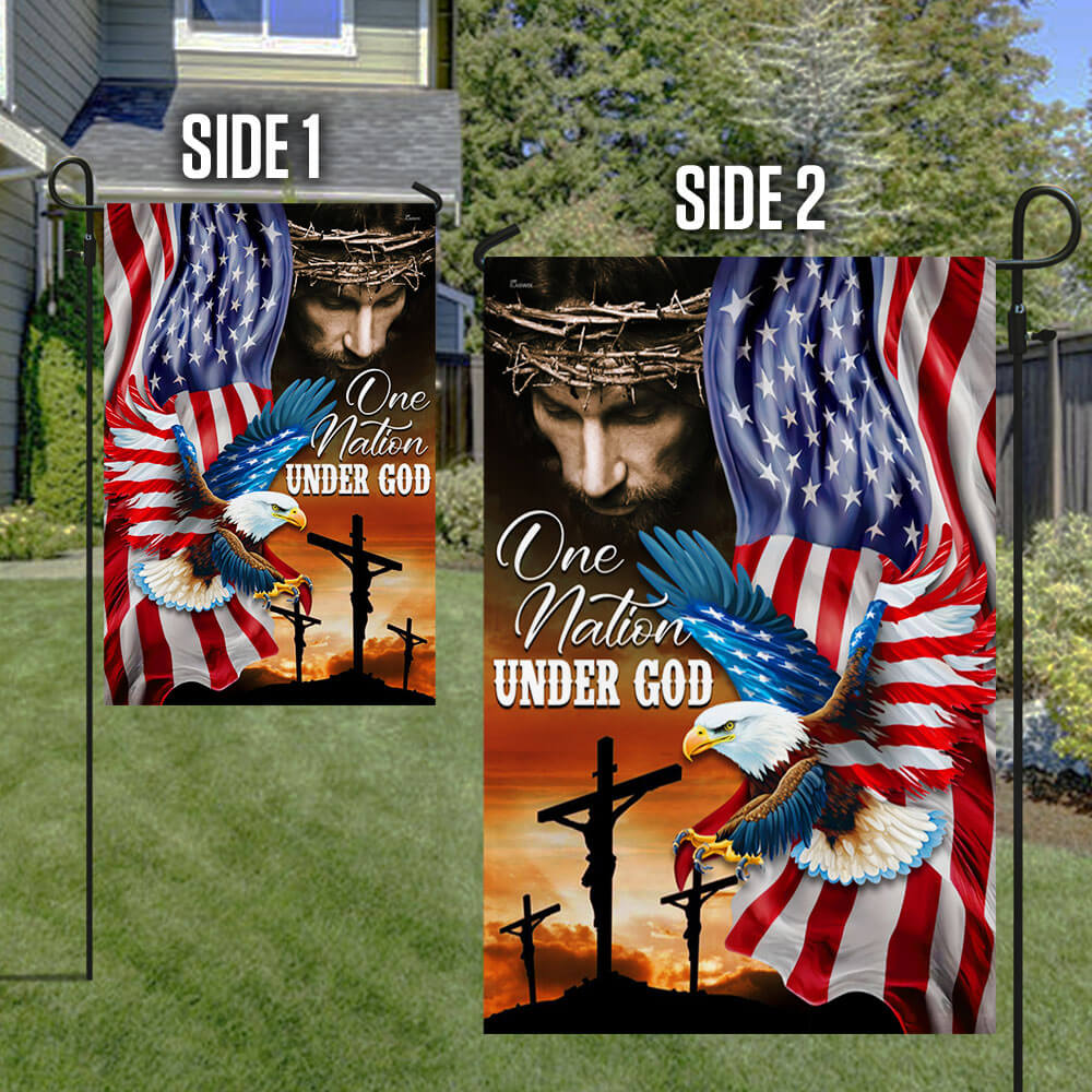 American Flag - One Nation Under God – Jesus Christian American Eagle  Flag