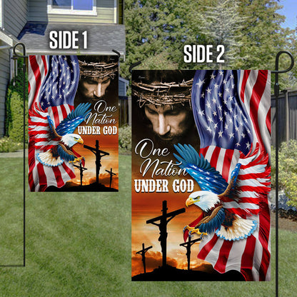 American Flag - One Nation Under God – Jesus Christian American Eagle  Flag