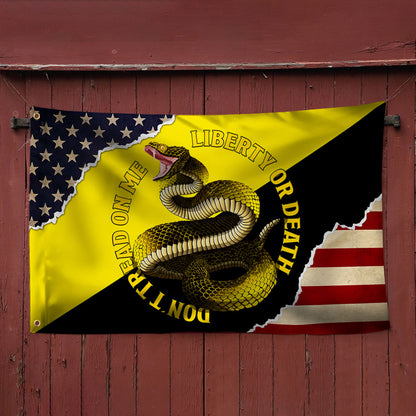 American Gadsden Grommet Flag Liberty Or Death Don't Tread On Me BNN349GF