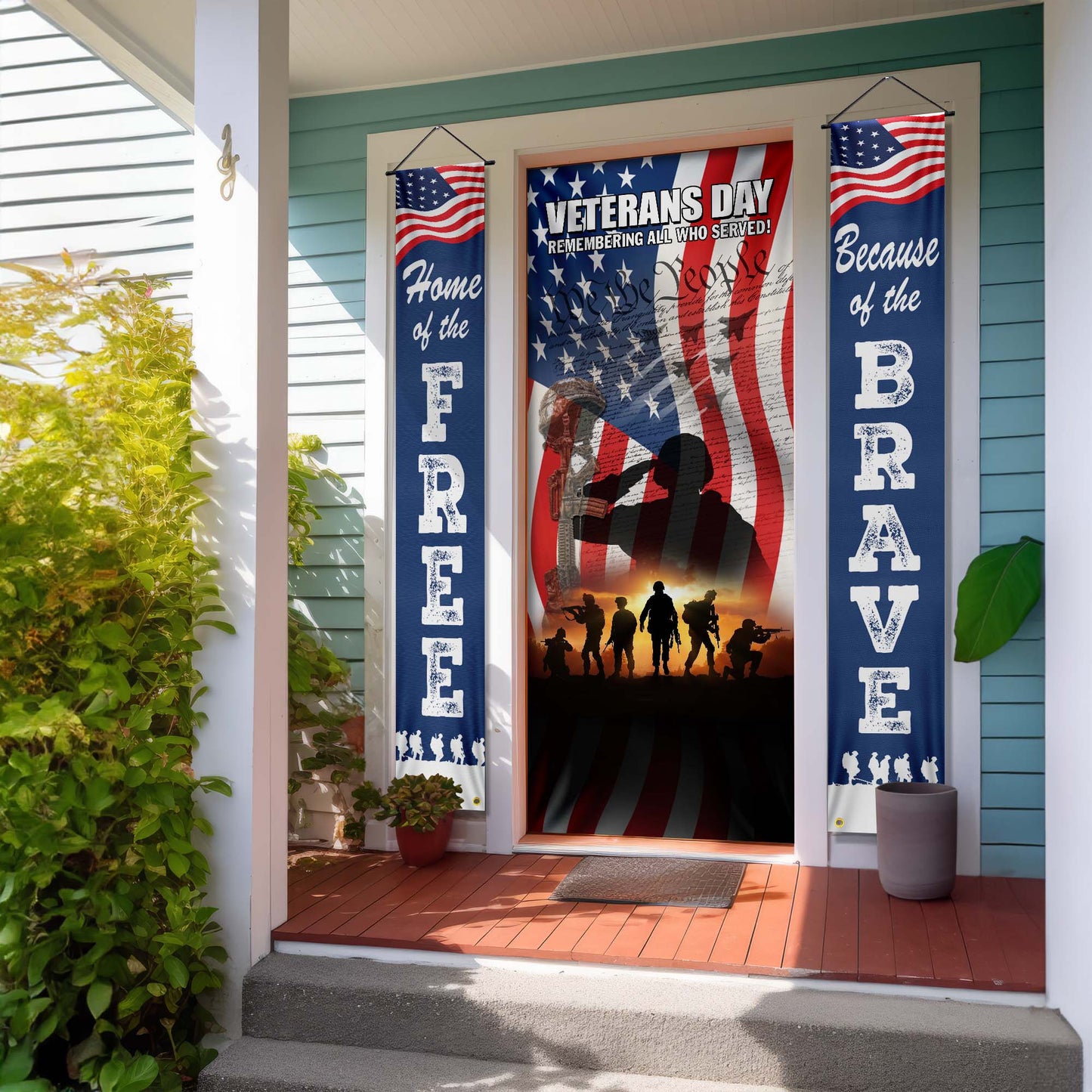 Veterans Day, Home Of The Free Because Of The Brave Door Cover &amp; Banners TPT1273CB