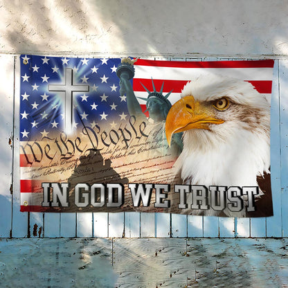 In God We Trust, We The People, Christian Cross American Eagle Flag TPT107GF