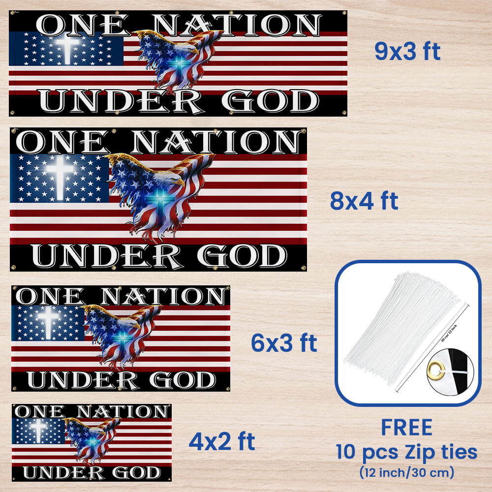 One Nation Under God American Eagle Patriot Fence Banner TPT1649FB
