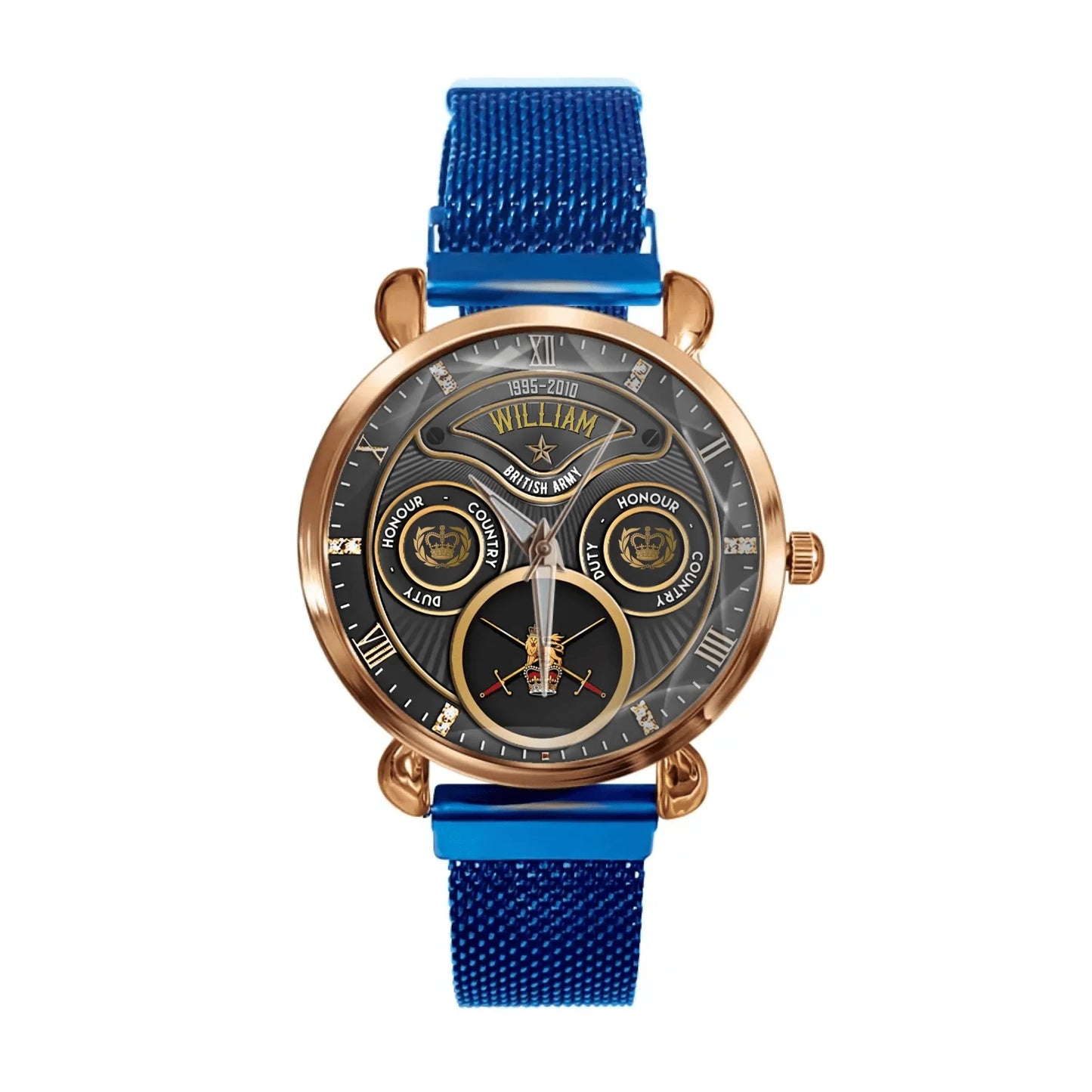 Personalized British Veteran Military Logo&Rank Custom Name&Time Watch