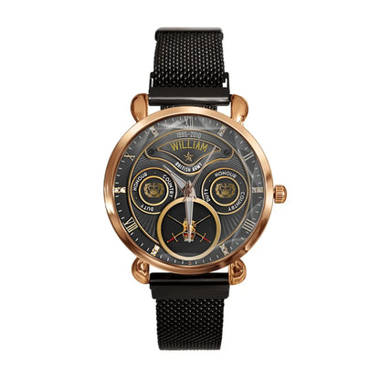 Personalized British Veteran Military Logo&Rank Custom Name&Time Watch