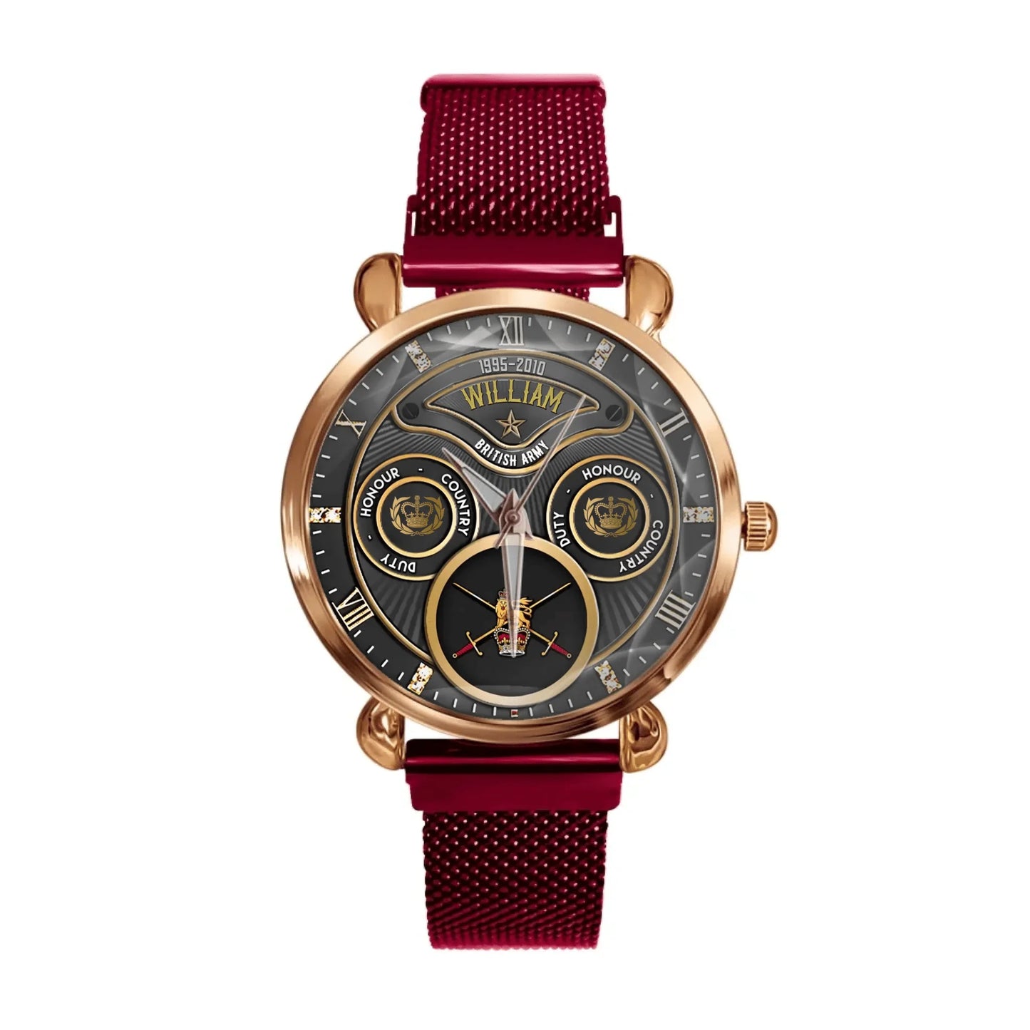 Personalized British Veteran Military Logo&Rank Custom Name&Time Watch