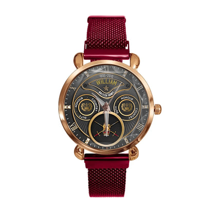 Personalized British Veteran Military Logo&Rank Custom Name&Time Watch