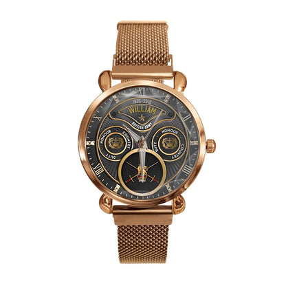 Personalized British Veteran Military Logo&Rank Custom Name&Time Watch