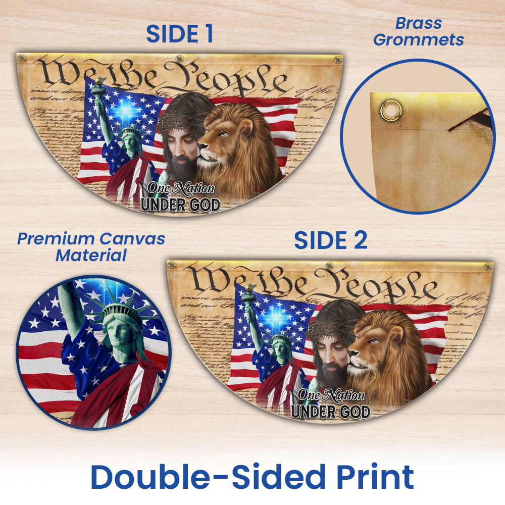 Lion Of Judah Jesus God Patriot One Nation Under God Non-Pleated Fan Flag MLN2628FL