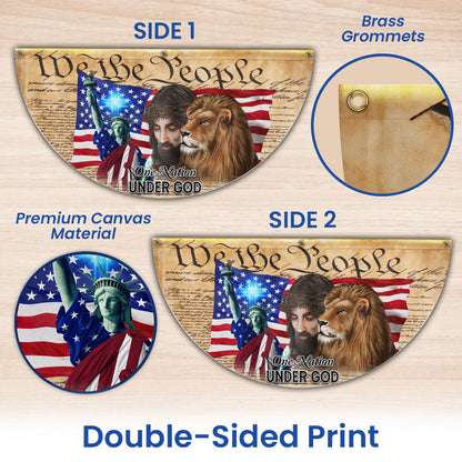 Lion Of Judah Jesus God Patriot One Nation Under God Non-Pleated Fan Flag MLN2628FL