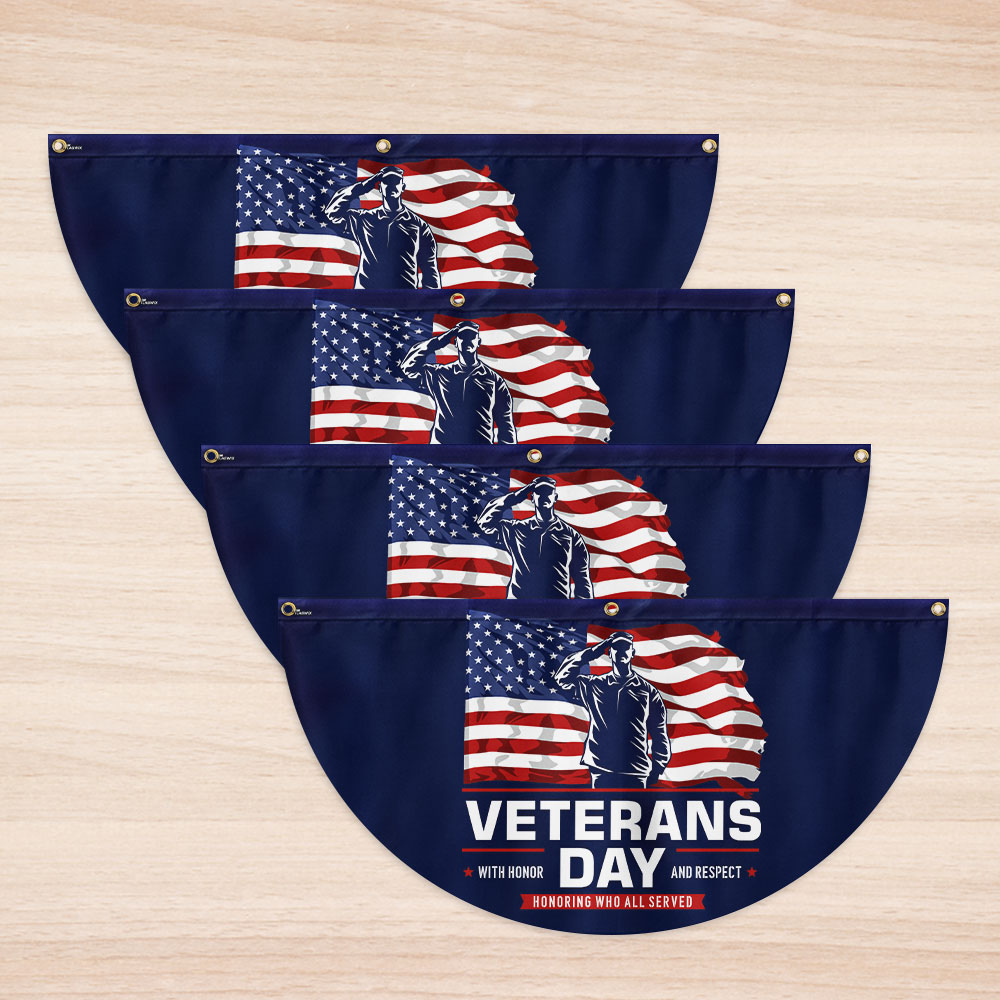 Veterans Day Honoring Who All Served With Honor and Respect Non-Pleated Fan Flag MLN3988FL