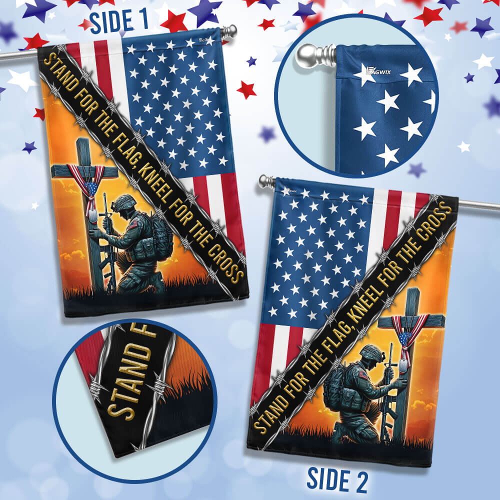 Memorial Day Stand For The Flag, Veteran Christian Cross Memorial America Flag TPT1609F