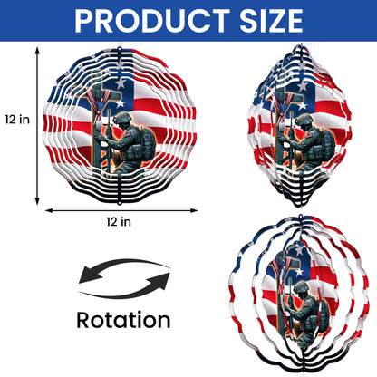 Stand For The Flag, Veteran Christian Cross Memorial Wind Spinner TPT1608WS