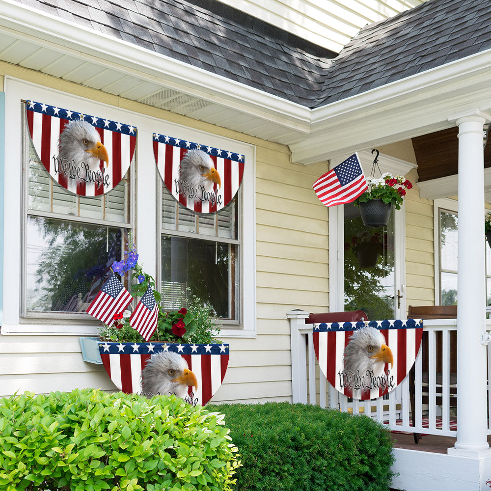 Patriotic Eagle We The People American Non-Pleated Fan Flag MLN3305FL