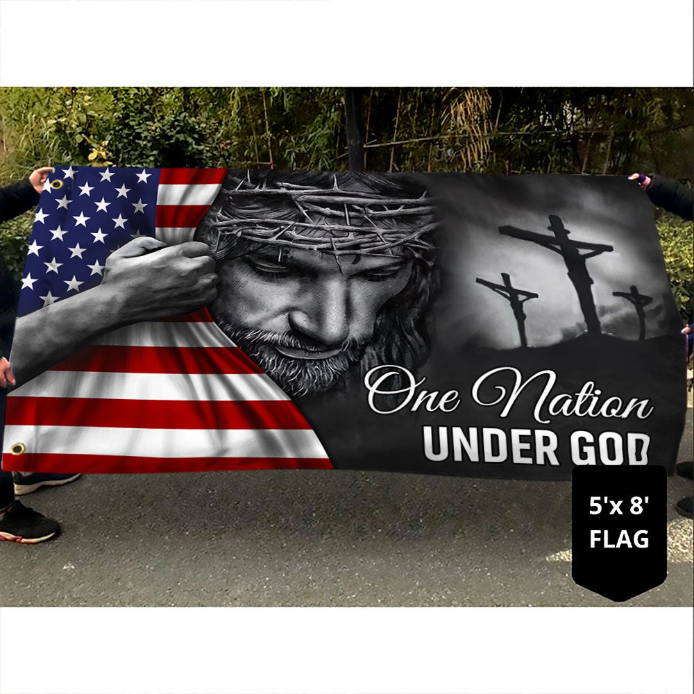 One Nation Under God Jesus Flag - Patriotic Grommet Flag Gift for Faithful Hearts & Home Decor TRL06GFv5