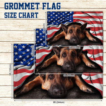 German Shepherd American Patriot US Grommet Flag THH2903GFv1