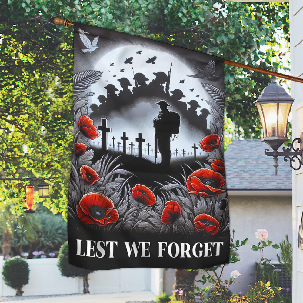 Lest We Forget Poppy Flowers Christian Cross Anzac Day Memorial Flag TPT1568F
