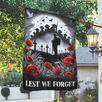 Lest We Forget Poppy Flowers Christian Cross Anzac Day Memorial Flag TPT1568F