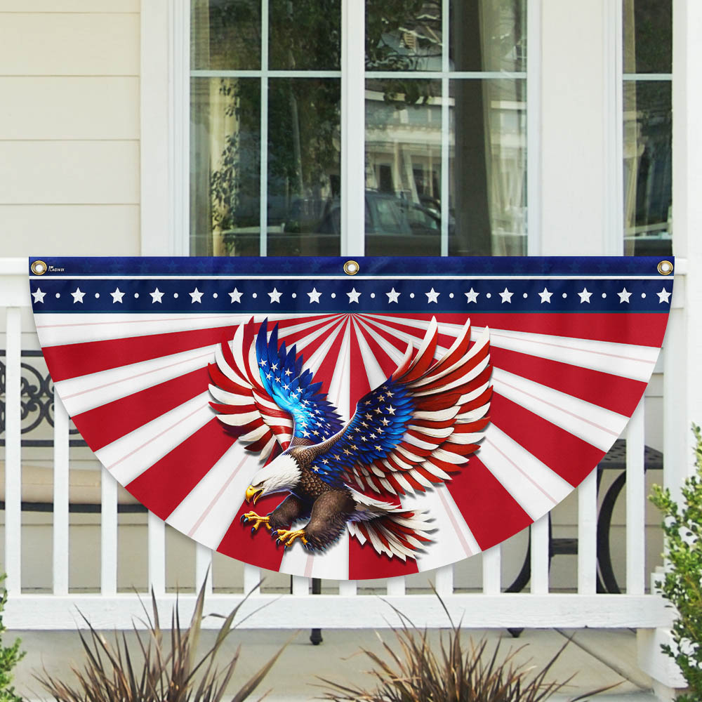 Flagwix American Flag - Patriotic Eagle American Non-Pleated Fan Flag MLN3061FL