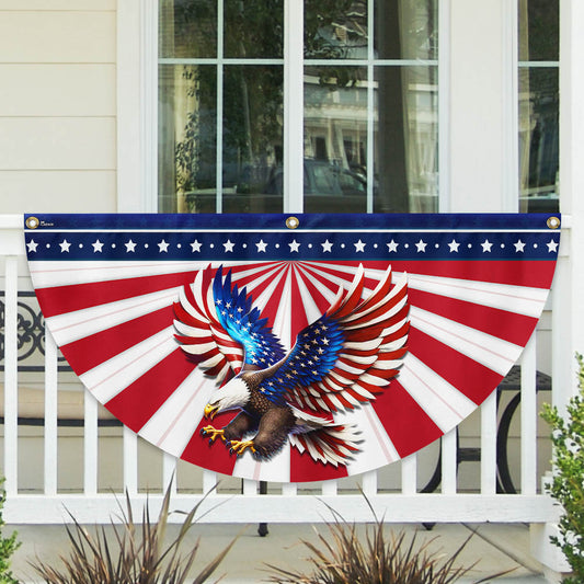 Flagwix American Flag - Patriotic Eagle American Non-Pleated Fan Flag MLN3061FL