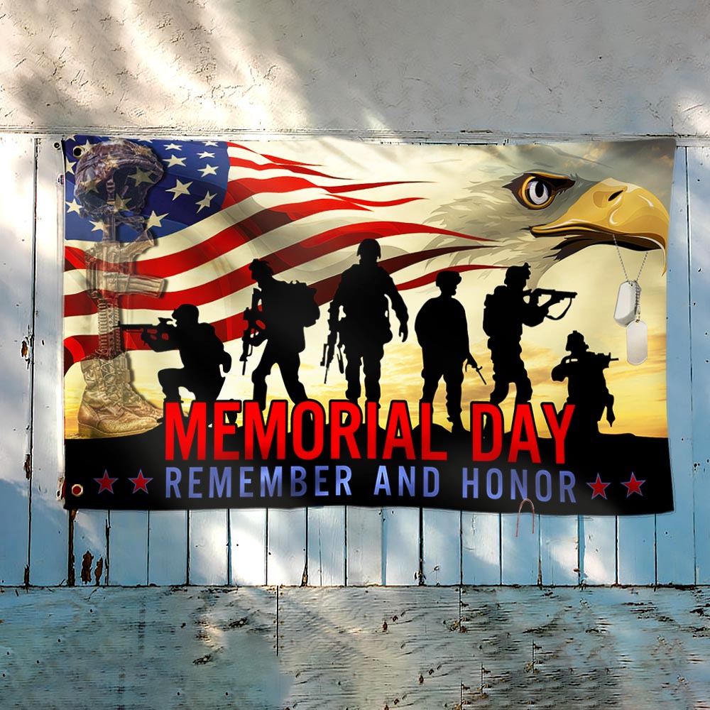Memorial Day Veteran Remember And Honor Grommet Flag TPT781GF