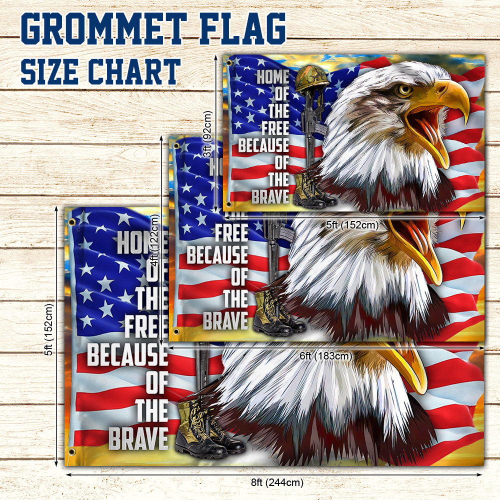 Eagle American Grommet Flag, Home Of The Free Because Of The Brave QNK1056GF