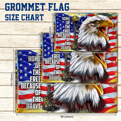 Eagle American Grommet Flag, Home Of The Free Because Of The Brave QNK1056GF