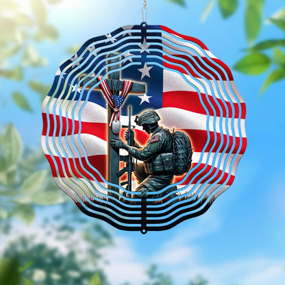 Stand For The Flag, Veteran Christian Cross Memorial Wind Spinner TPT1608WS