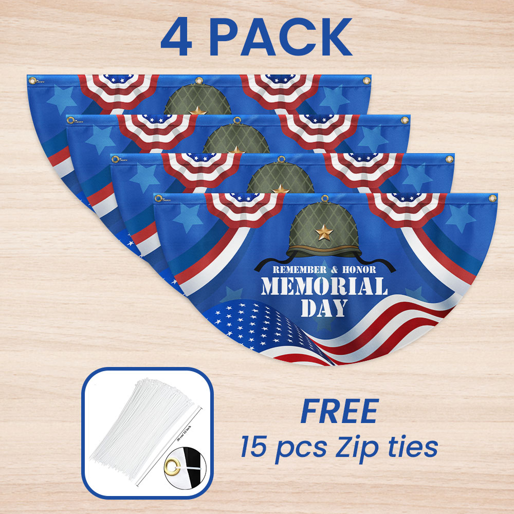 Veteran Memorial Day Non-Pleated Fan Flag MLN2721FL