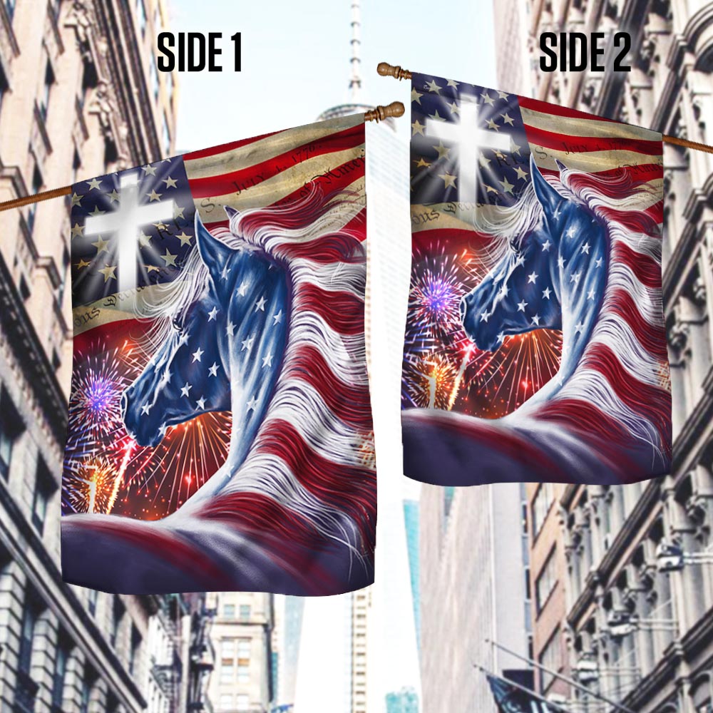 Horse Patriotic American Flag MLN1436F