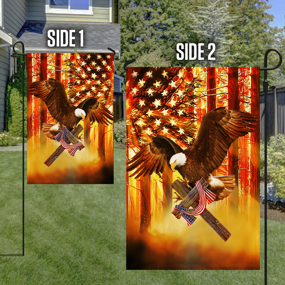 Patriotic Flag Eagle Cross American Sunset DDH2893Fv6