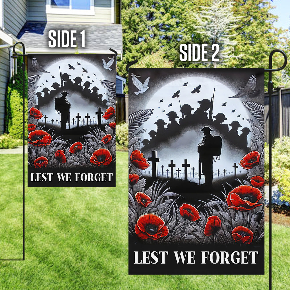 Lest We Forget Poppy Flowers Christian Cross Anzac Day Memorial Flag TPT1568F