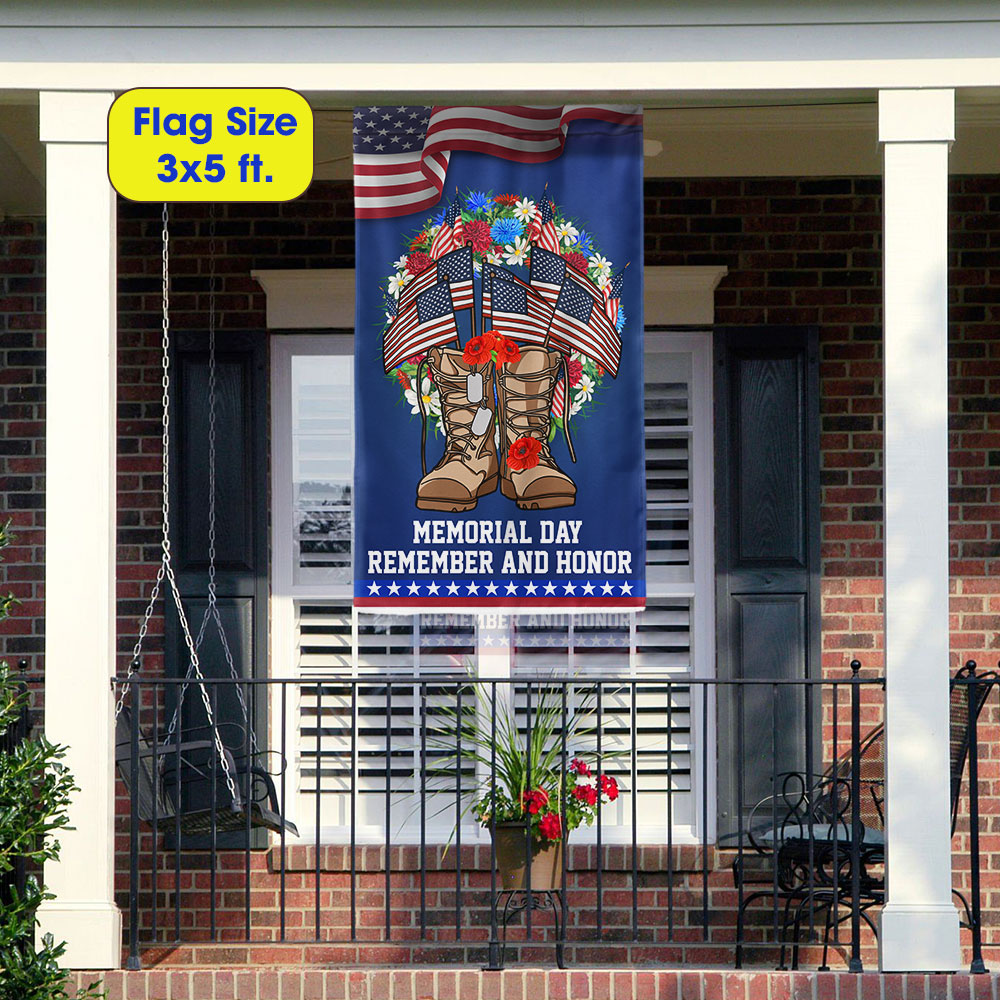 Flagwix American Flag - Memorial Day Veteran Boots American Wreath Remember and Honor Flag MLN1264F