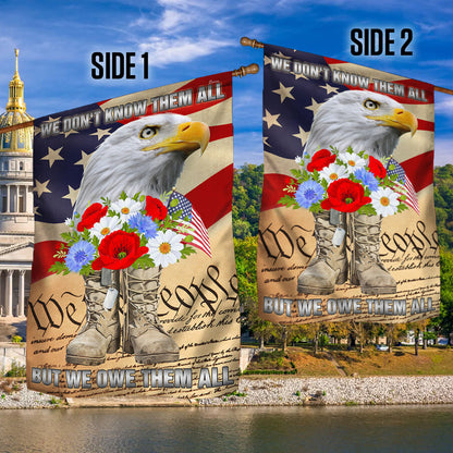 Memorial Day Veteran Boots Eagle We Don't Know Them All But We Owe Them All Flag MLN1207F