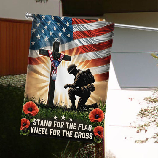 US Veteran Honor The Fallen Flag Stand for the Flag Kneel for the Cross Flag MLN5775TNB