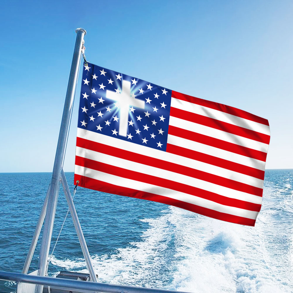 Flagwix American Flag - Christian Cross American One Nation Under God Flag TPT679GF