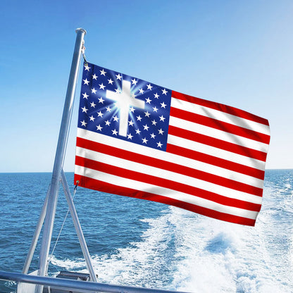 Flagwix American Flag - Christian Cross American One Nation Under God Flag TPT679GF