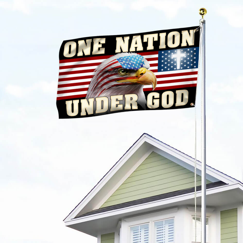 One Nation Under God Patriotic Eagle Grommet Flag MLN2786GF