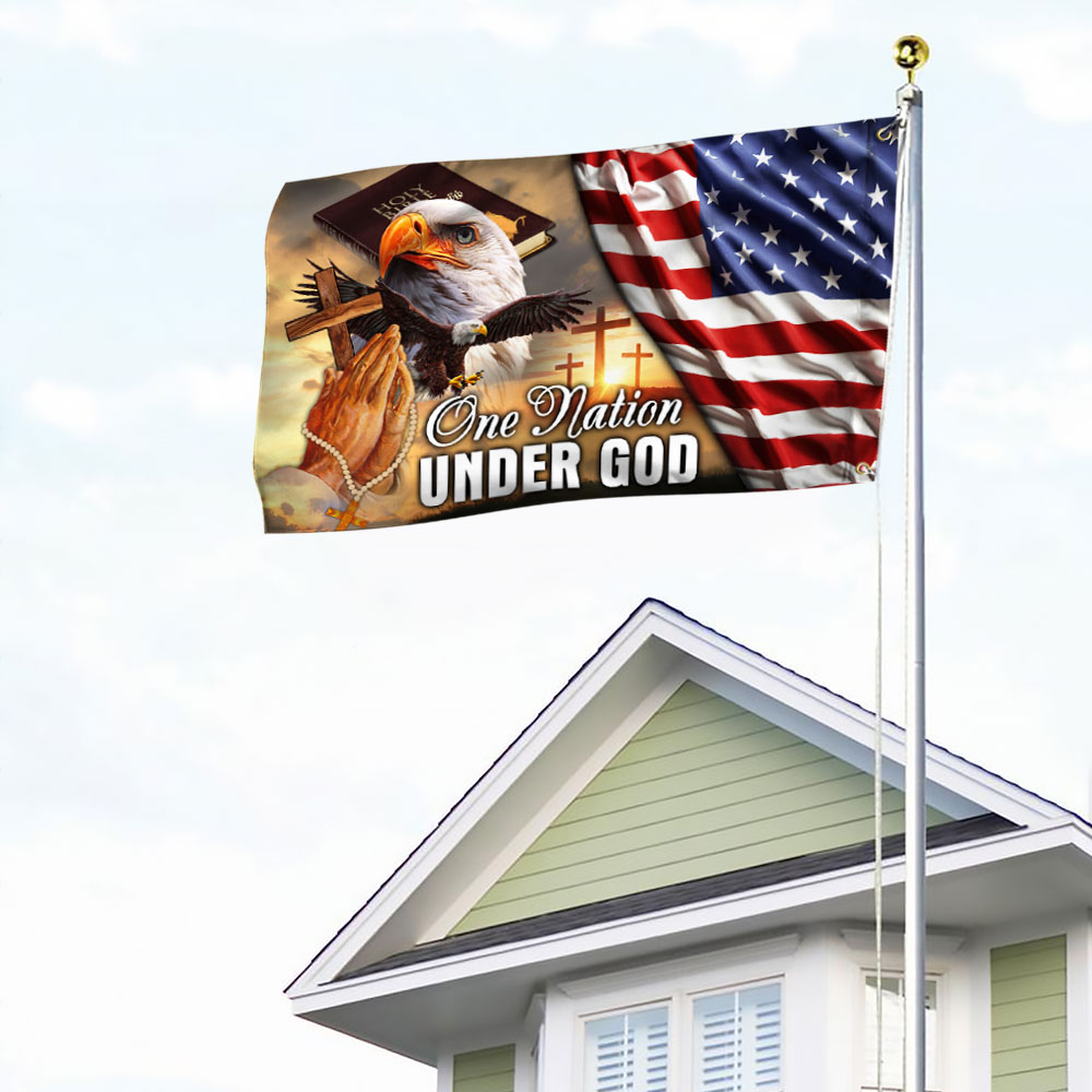 Patriotic Eagle American Flag One Nation Under God Grommet Flag MLN192GF