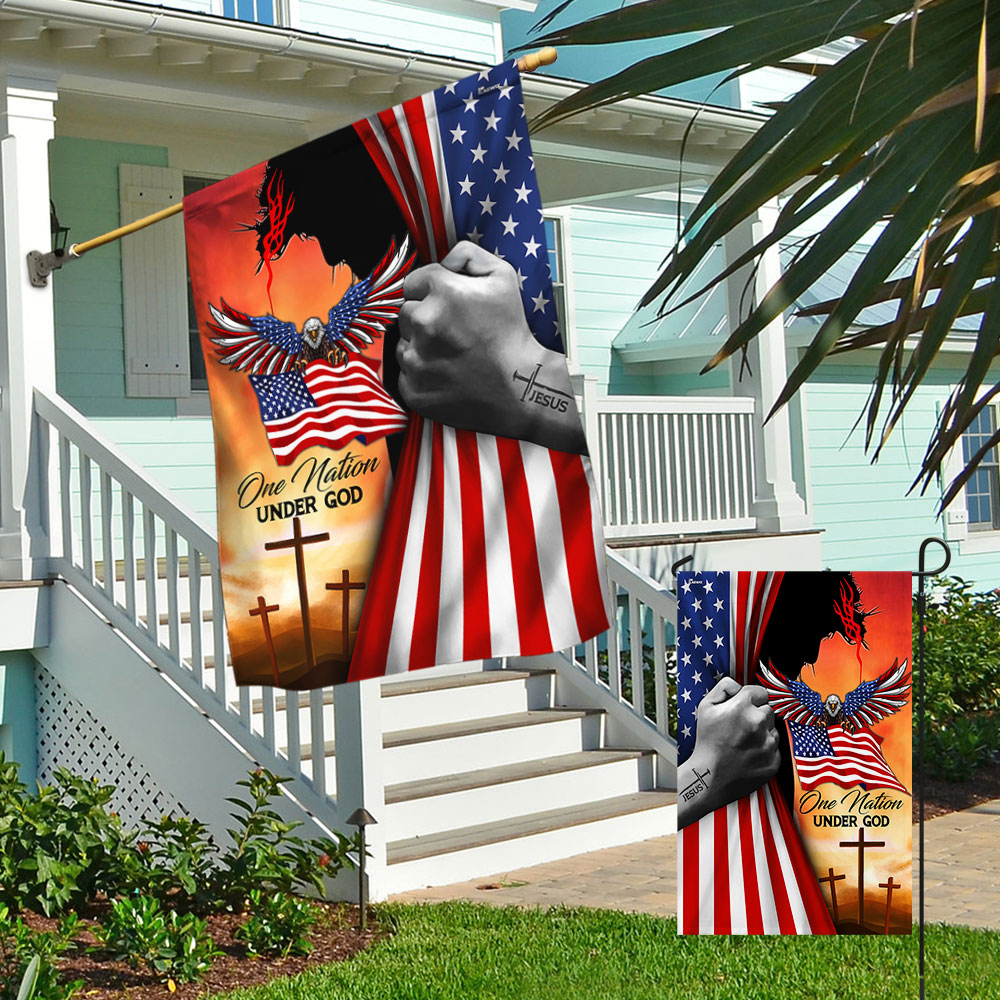 Jesus American One Nation Under God  Eagle Flag MLN1574F