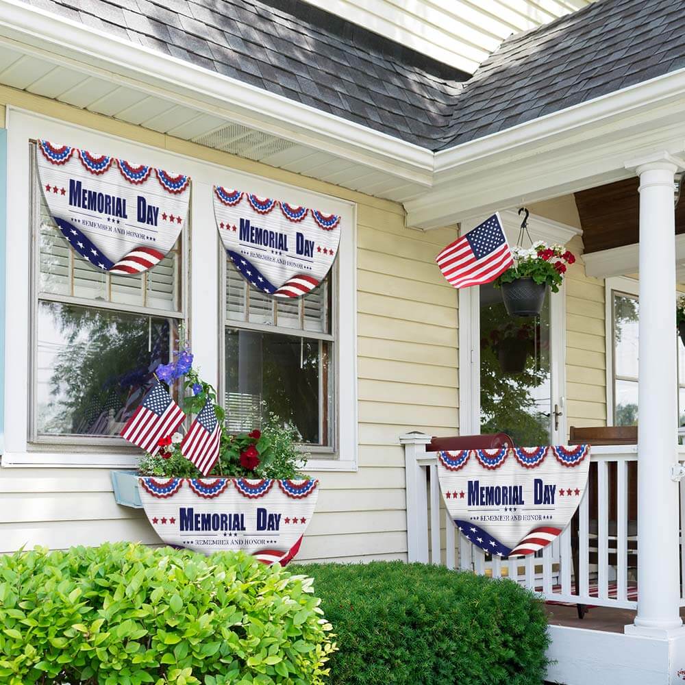 Memorial Day Remember and Honor Veteran Non-Pleated Fan Flag MLN2707FL