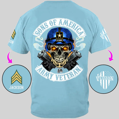 Skull Sons/Daughters Of America US Army Veteran - Personalized Clothes For Soldier