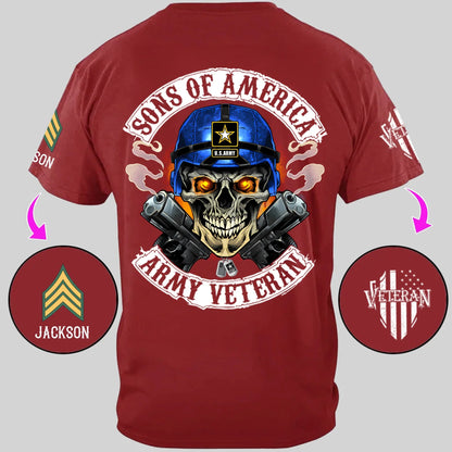 Skull Sons/Daughters Of America US Army Veteran - Personalized Clothes For Soldier