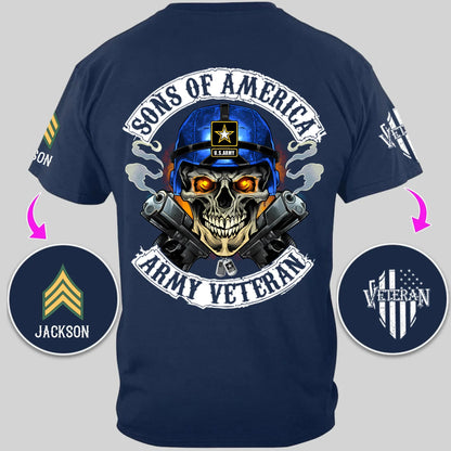 Skull Sons/Daughters Of America US Army Veteran - Personalized Clothes For Soldier