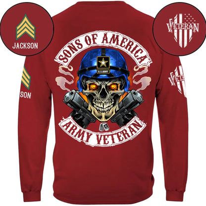 Skull Sons/Daughters Of America US Army Veteran - Personalized Clothes For Soldier
