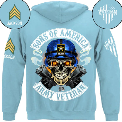 Skull Sons/Daughters Of America US Army Veteran - Personalized Clothes For Soldier