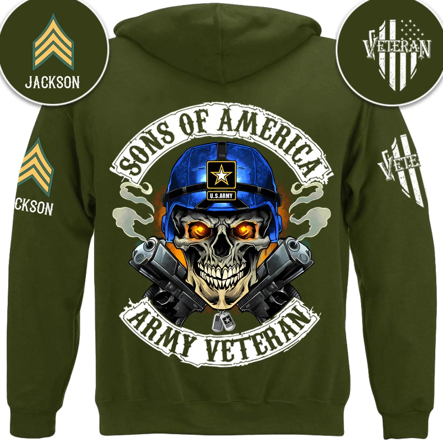 Skull Sons/Daughters Of America US Army Veteran - Personalized Clothes For Soldier