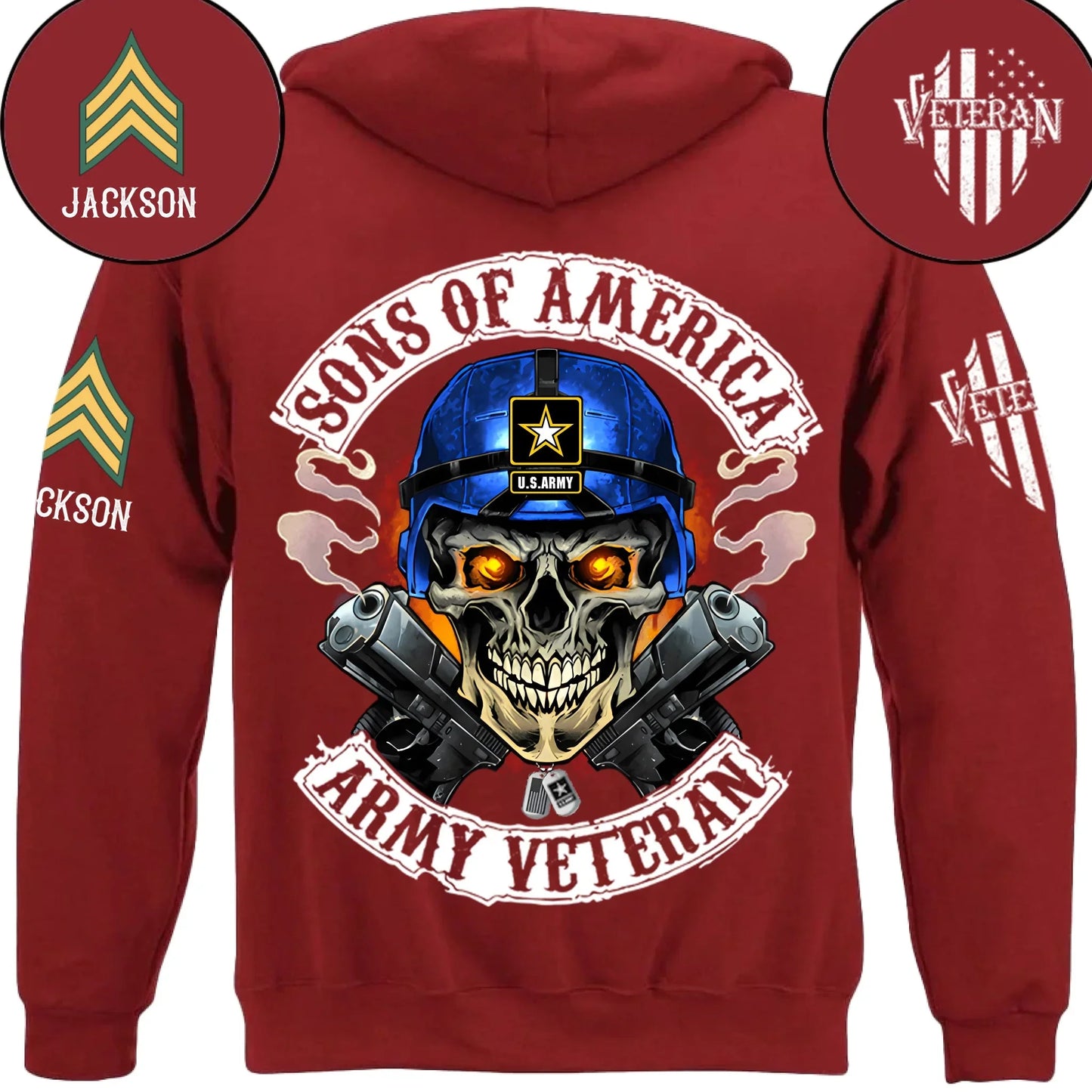 Skull Sons/Daughters Of America US Army Veteran - Personalized Clothes For Soldier