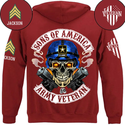 Skull Sons/Daughters Of America US Army Veteran - Personalized Clothes For Soldier