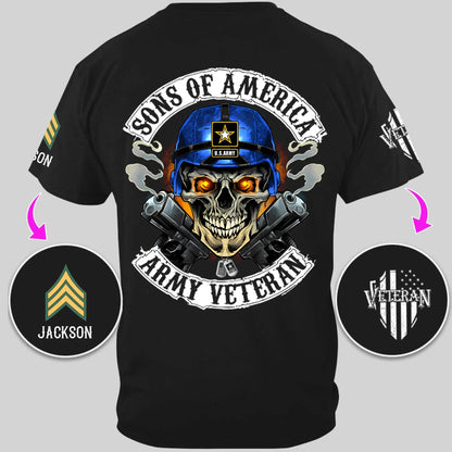 Skull Sons/Daughters Of America US Army Veteran - Personalized Clothes For Soldier